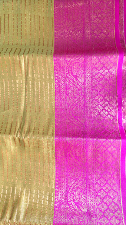 MUSTARD GREEN SILK SAREE