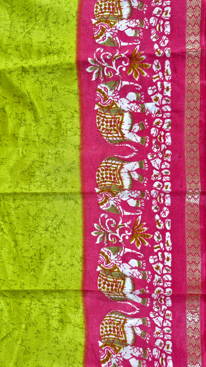 NEON GREEN SILK SAREE