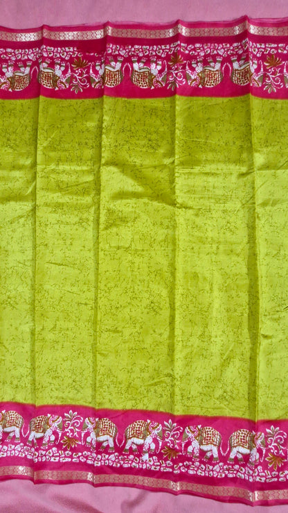 NEON GREEN SILK SAREE
