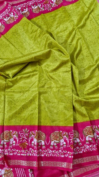 NEON GREEN SILK SAREE