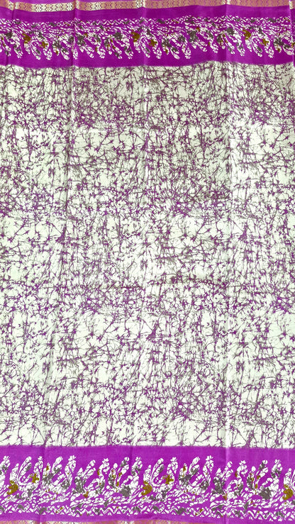 WHITE PURPLE SILK SAREE