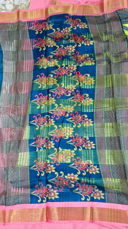 NEON GREEN DOLA SILK SAREE
