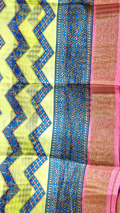 NEON GREEN DOLA SILK SAREE