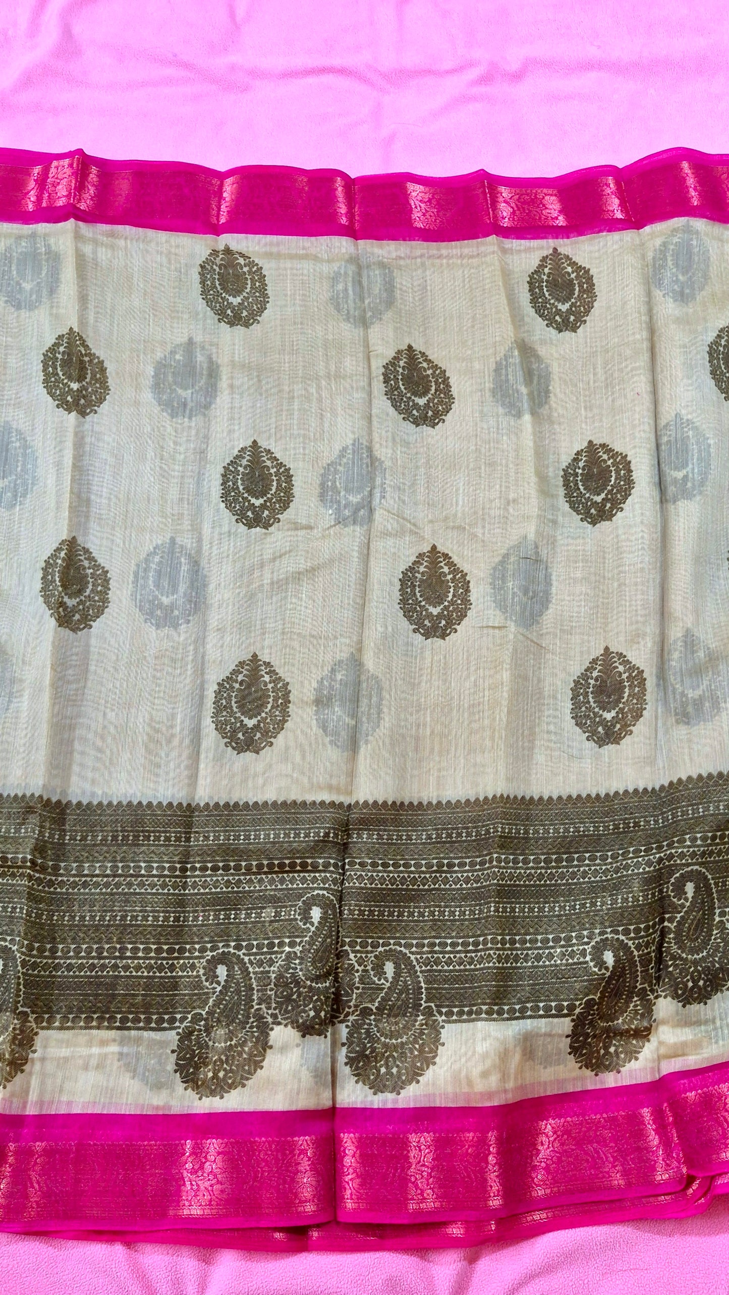 BIEGE BROWN COTTON SAREE