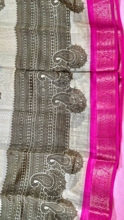 BIEGE BROWN COTTON SAREE