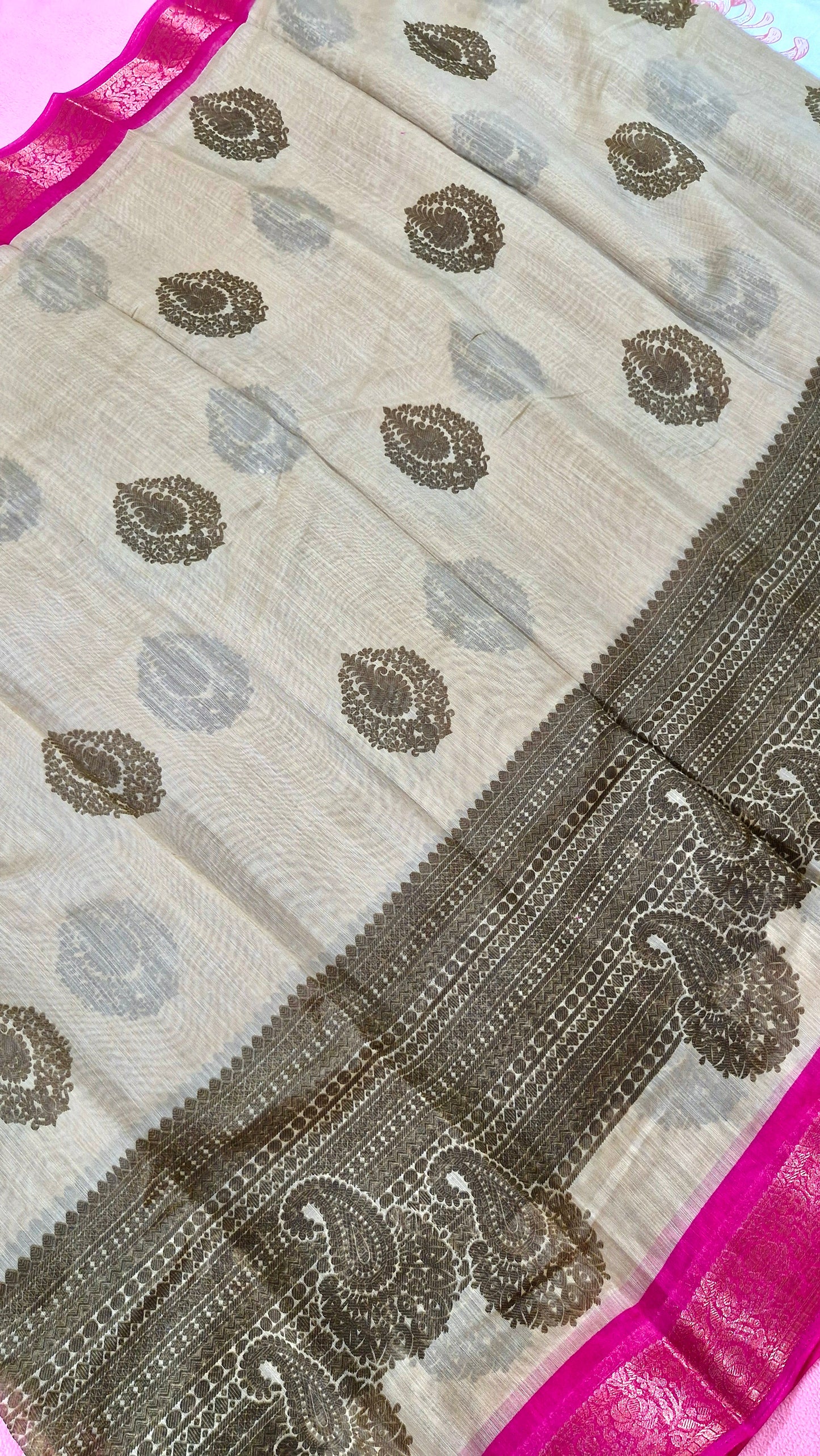 BIEGE BROWN COTTON SAREE