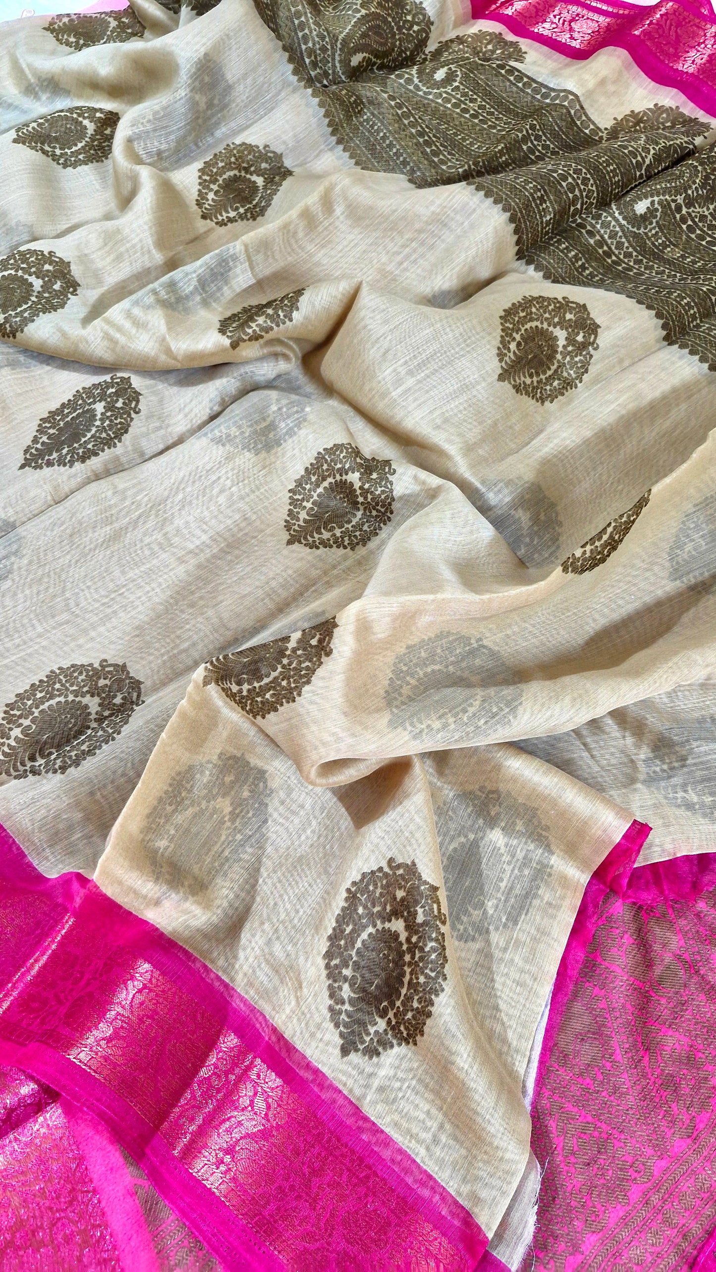 BIEGE BROWN COTTON SAREE