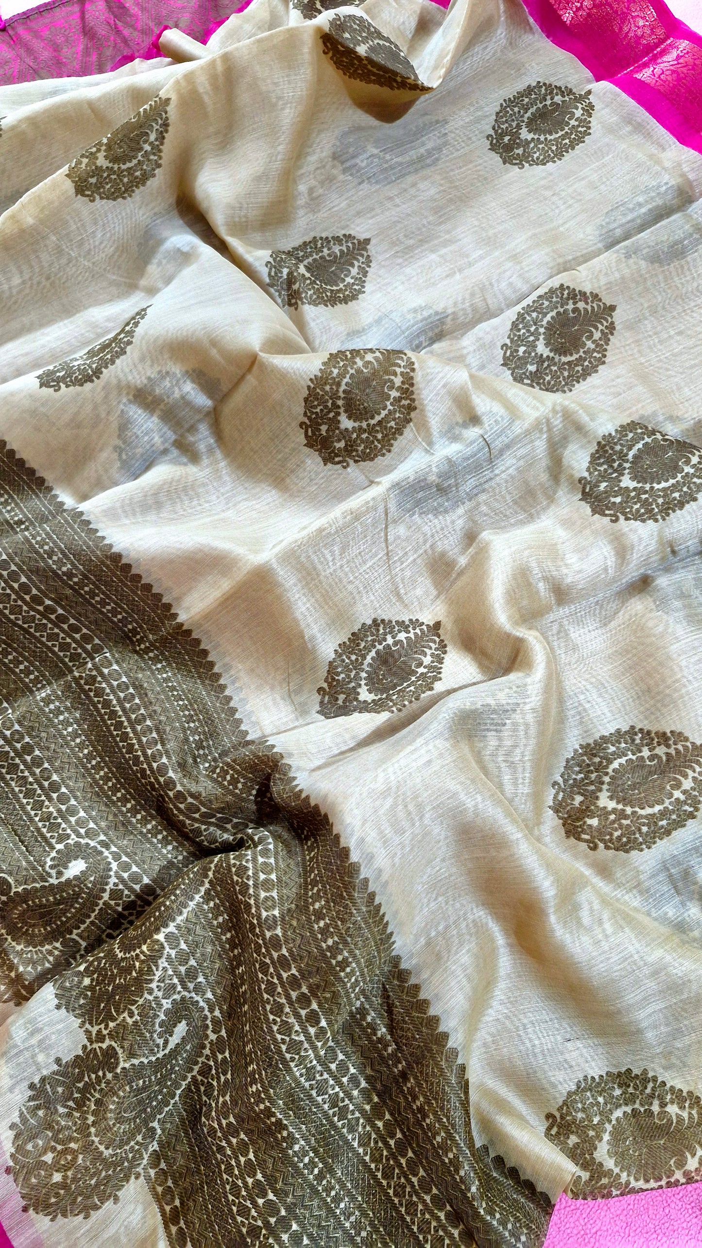 BIEGE BROWN COTTON SAREE