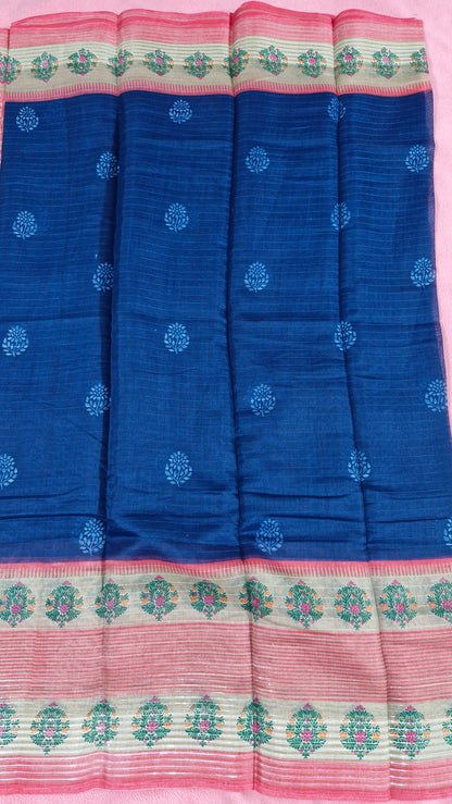 Royal Blue Cotton Saree