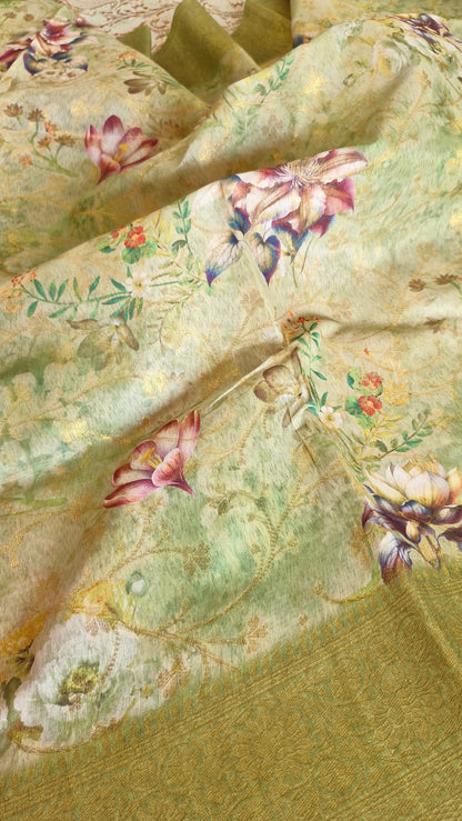 PISTA GREEN ORGANZA SAREE