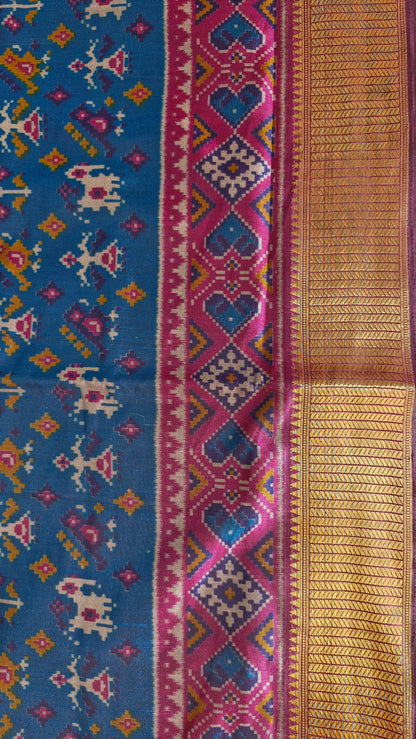 BLUE POCHAMPALLI SILK SAREE