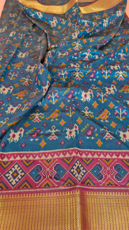 BLUE POCHAMPALLI SILK SAREE