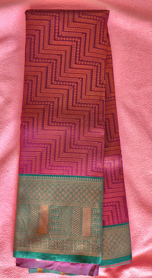 WINE GOLD SILK SAREE