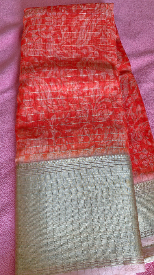 ORANGE COTTON SAREE