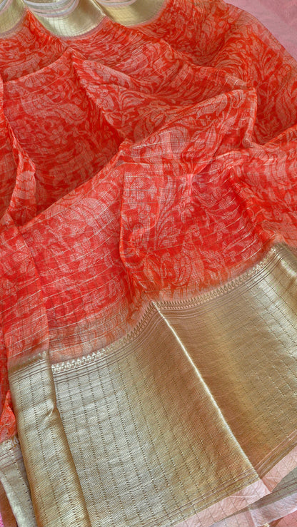 ORANGE COTTON SAREE