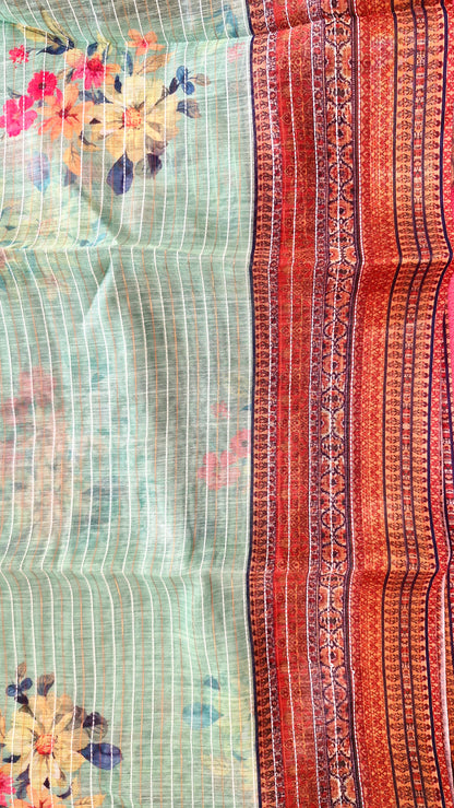 PISTA GREEN COTTON SAREE