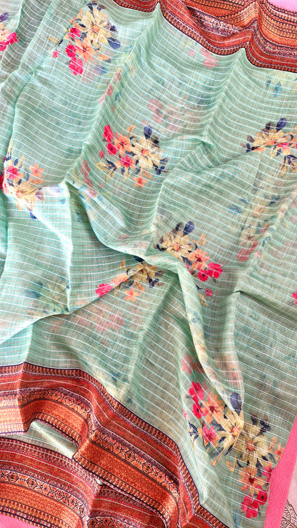 PISTA GREEN COTTON SAREE