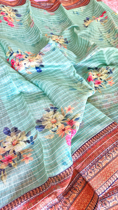 PISTA GREEN COTTON SAREE