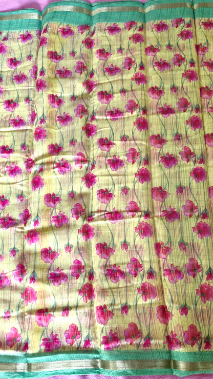 YELLOW COTTON SAREE