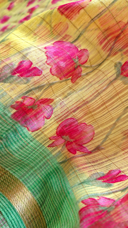 YELLOW COTTON SAREE