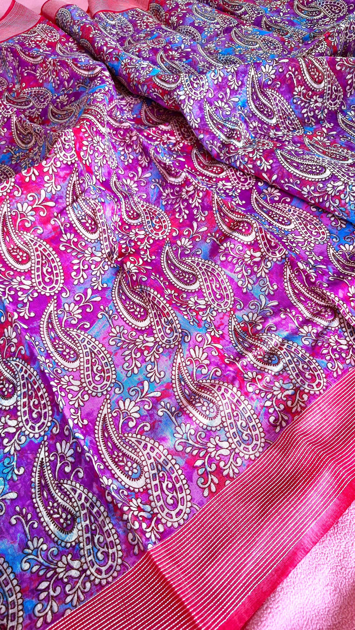 PURPLE RED COTTON SAREE