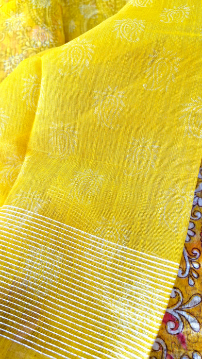 YELLOW RED COTTON SAREE