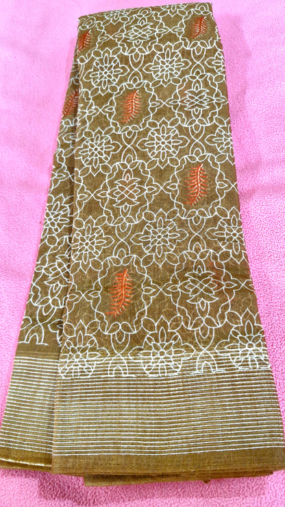 MUSTARD BIEGE COTTON SAREE