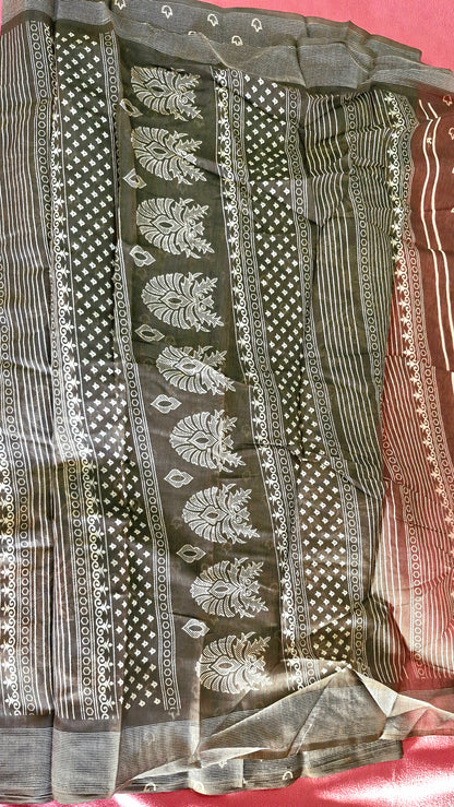 BROWN COTTON SAREE
