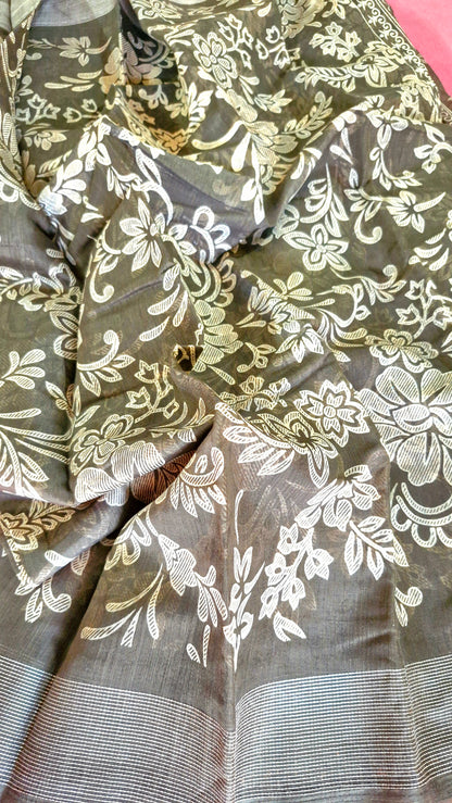 BROWN COTTON SAREE